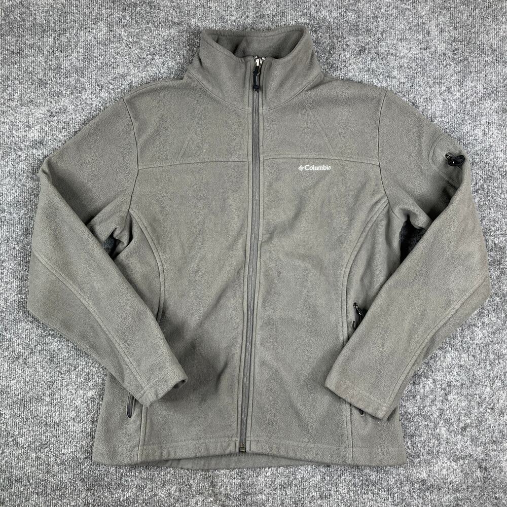Columbia Fleece Jacket Womens Size L Gray‎ Full Zip Outdoor Lightweight Casual